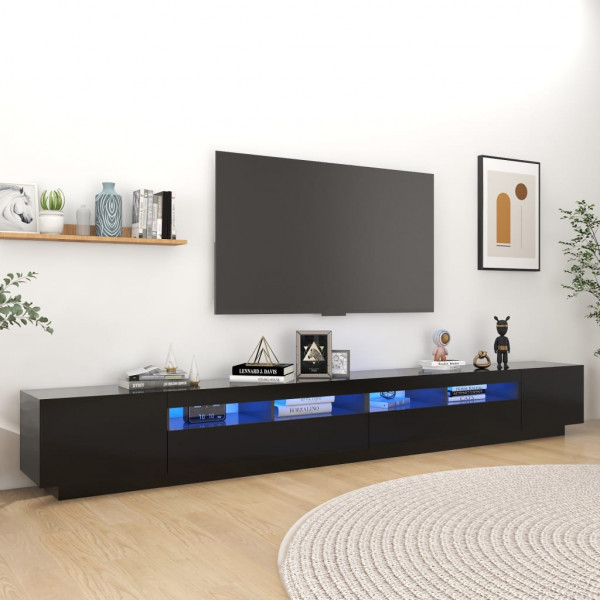 Móveis de televisão com luzes LED pretas 300x35x40 cm D