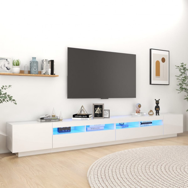 Mueble para TV con luces LED blanco brillante 300x35x40 cm D