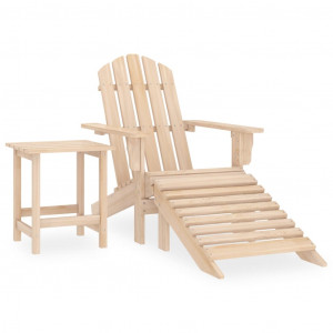 Silla Adirondack de jardín con otomana y mesa macizo abeto rosa D