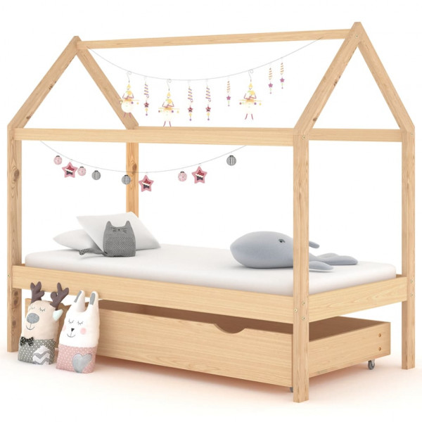 Estructura de cama infantil con cajón madera de pino 80x160 cm D