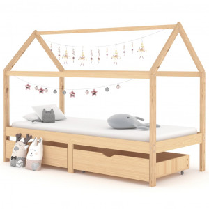 Estructura de cama infantil con cajones madera de pino 90x200cm D