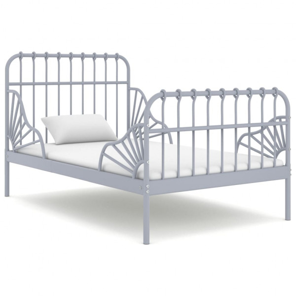 Estrutura de cama extensível de metal cinza 80x130/200 cm D
