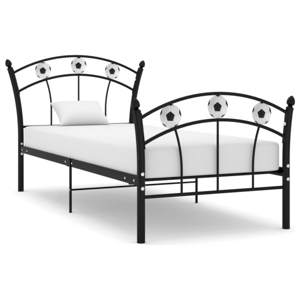 Estrutura de cama com desenho de futebol preto 90x200 cm D