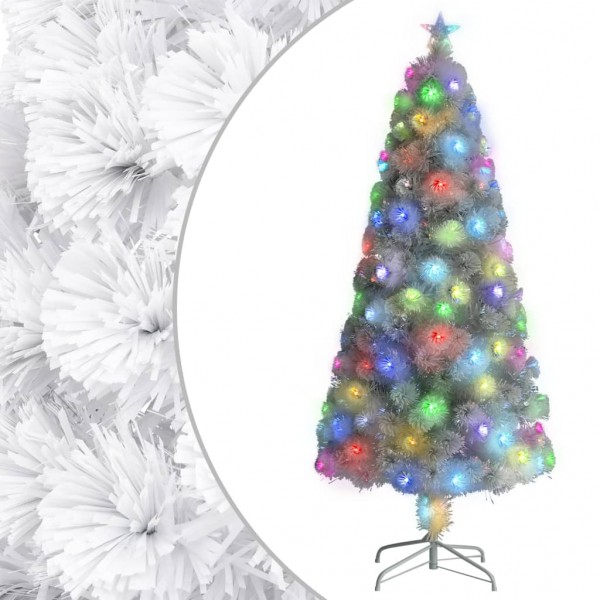 Árbol de Navidad artificial con luces fibra óptica blanco 150cm D