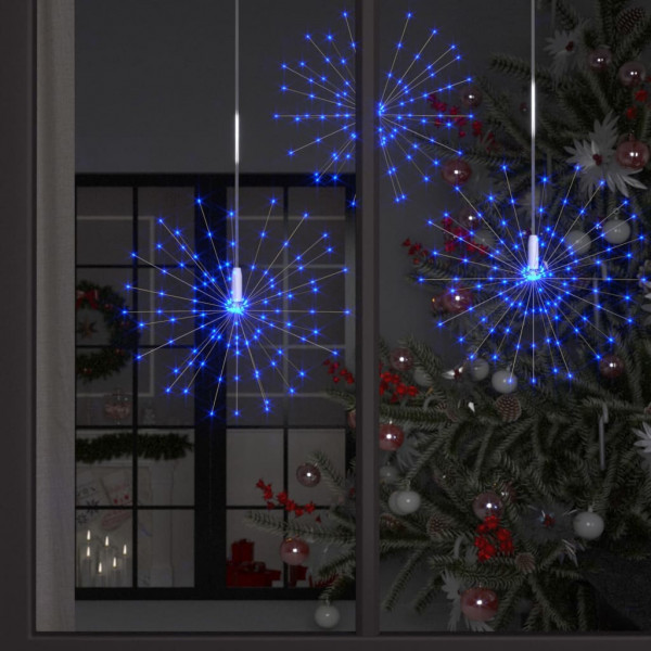 Luzes de fogão de artifício de Natal exterior azul 10 uds 1400 LED 20 cm D