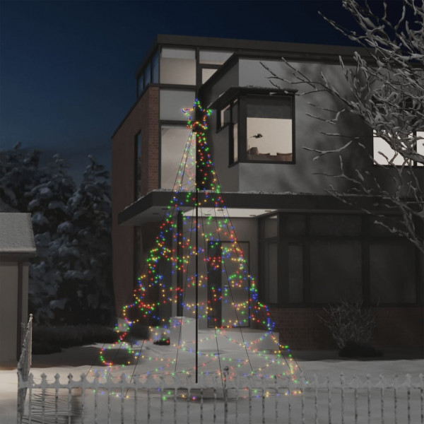 Árvore de Natal com poste de metal 500 LEDs coloridos 3 m D