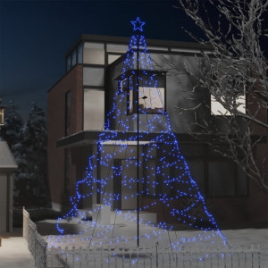 Árvore de Natal com poste de metal 1400 LEDs azuis 5 m D