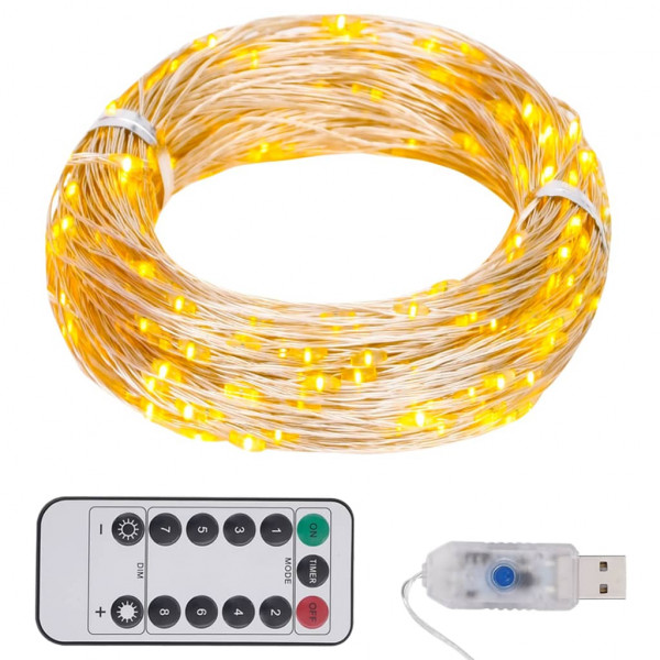 Faixa de luzes com 300 LED PVC branco quente 30 m D