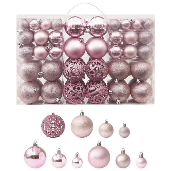 Jogo de bolas de Natal 100 peças rosas D