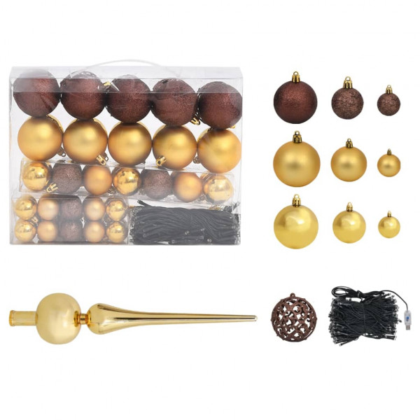 Set de bolas de Navidad 120 pzas con pico 300 LED dorado bronce D