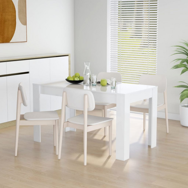 Mesa de jantar de aglomerado branco brilhante 140x74.5x76 cm D