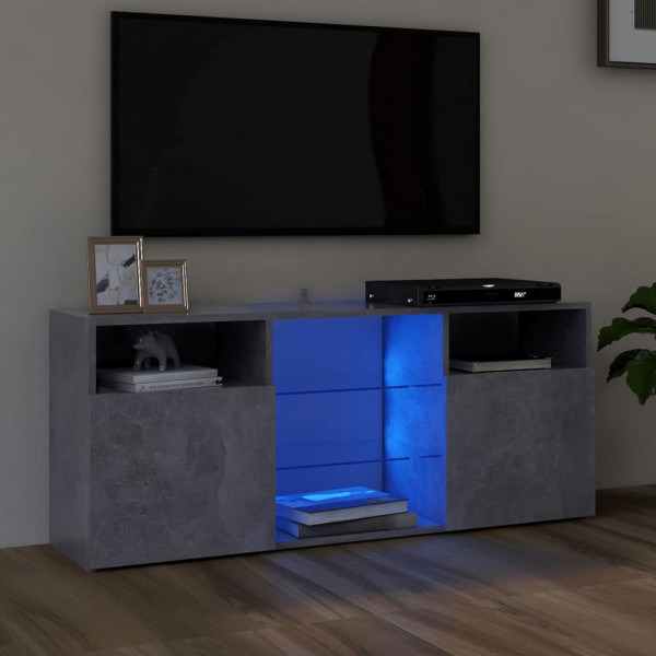 Mueble de TV con luces LED gris hormigón 120x30x50 cm D
