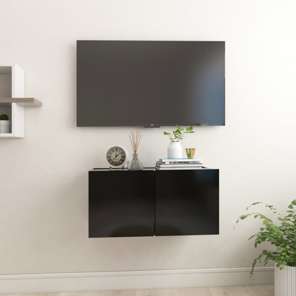 Mueble de TV colgante negro 60x30x30 cm D