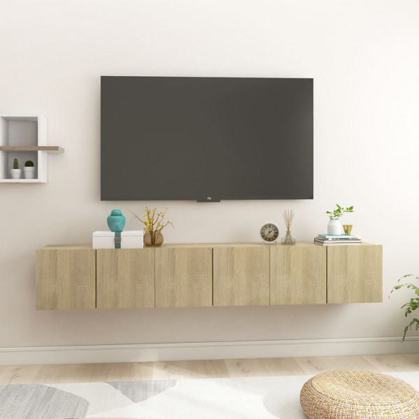 Muebles colgantes de TV 3 uds color roble Sonoma 60x30x30 cm D