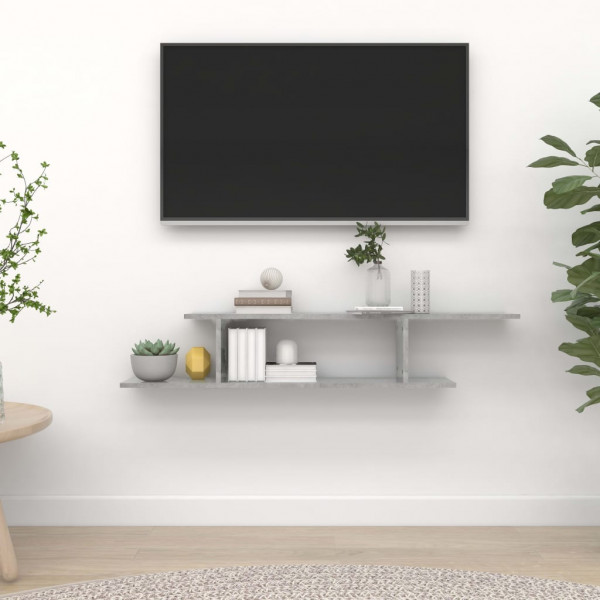 Estante de pared para TV aglomerado gris hormigón 125x18x23 cm Estante de pared para TV aglomerado gris hormigón 125x18x23 cm D
