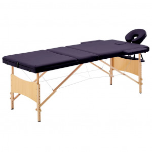 Camilla de masaje plegable 3 zonas madera morado D