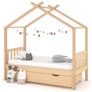 Estructura de cama infantil con cajón madera de pino 80x160 cm D