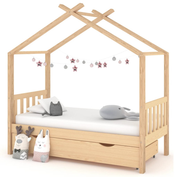 Estrutura de cama infantil com caixote madeira de pinho 80x160 cm D