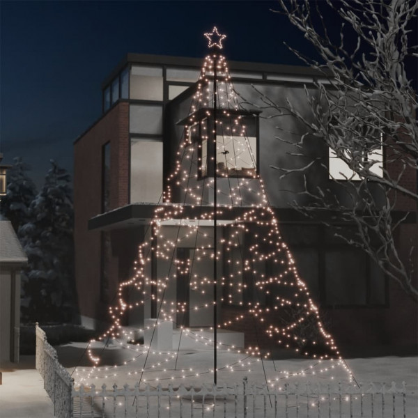 Árbol de Navidad con poste de metal 1400 LEDs blanco cálido 5 m D