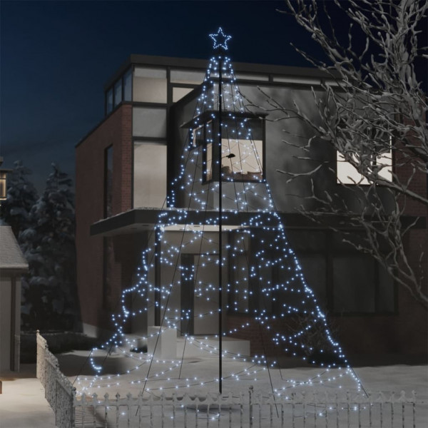 Árvore de Natal com poste de metal 1400 LEDs brancos frios 5 m D