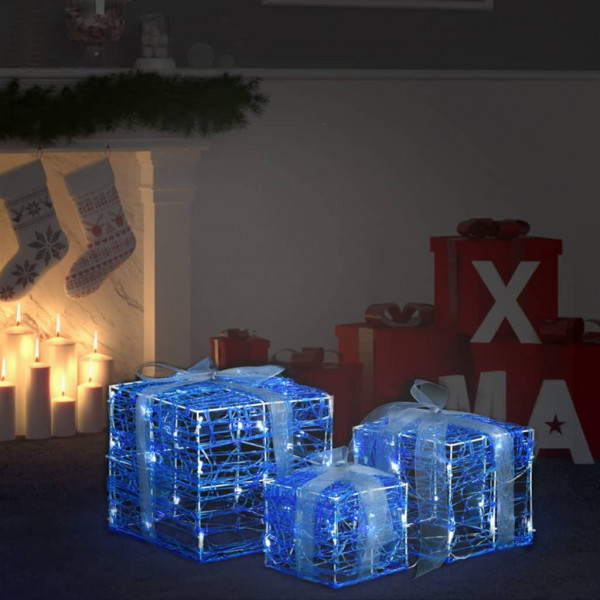 Caixa decorativa de presente de Natal acrílico 3 pcs branco frio D