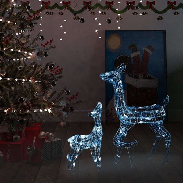 Família de renas de Natal acrílico branco frio 160 LEDs D