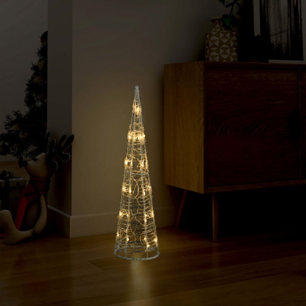 Pirámide decorativa cono acrílico luces LED blanco cálido 60 cm D