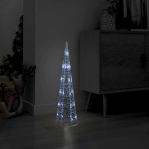 Pirâmide decorativa cone acrílico luzes LED branco frio 60 cm D