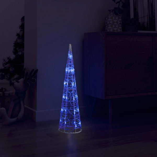 Pirâmide decorativa cone acrílico luzes LED azuis 60 cm D