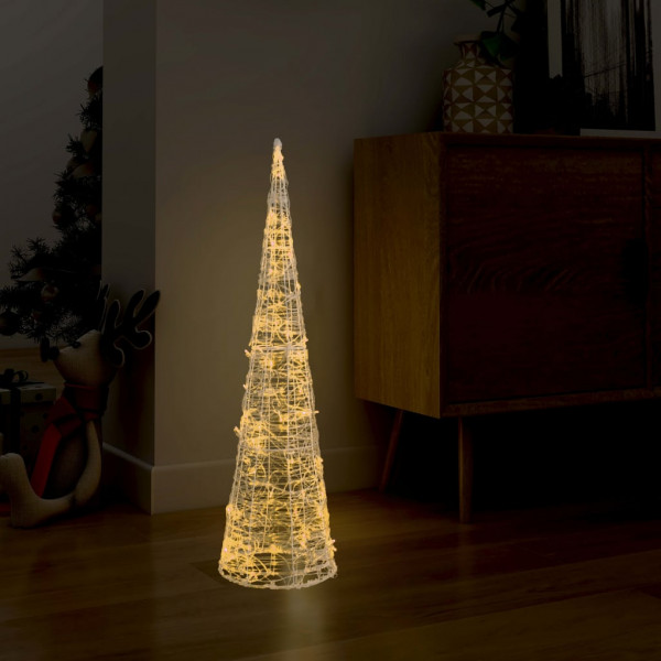 Pirámide decorativa cono acrílico luces LED blanco cálido 90 cm D