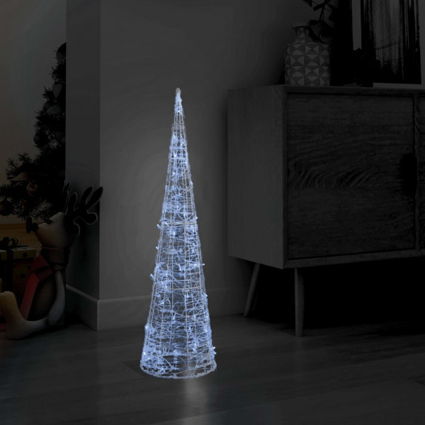 Pirámide decorativa cono acrílico luces LED blanco frío 90 cm D