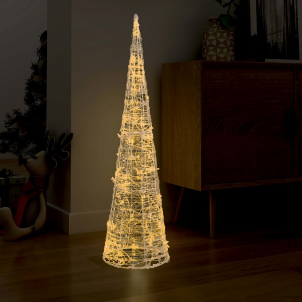 Pirámide decorativa cono acrílico luces LED blanco cálido 120cm D