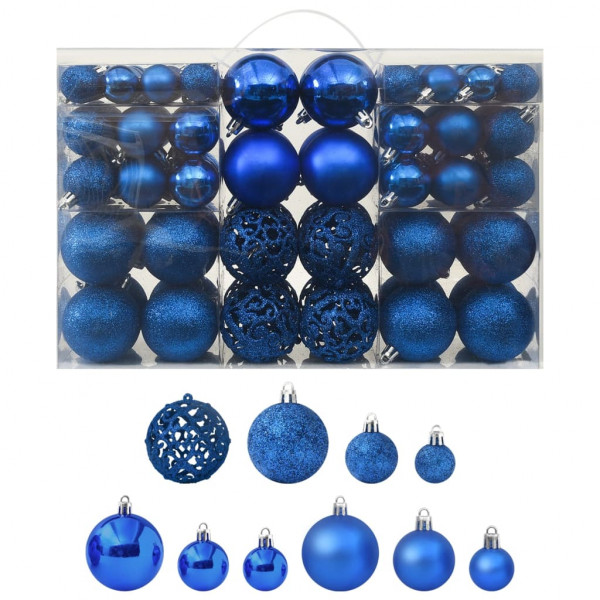 Juego de bolas de Navidad 100 piezas azul D