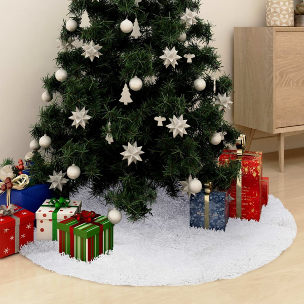 Falda del árbol de Navidad blanca 150 cm cuero sintético D