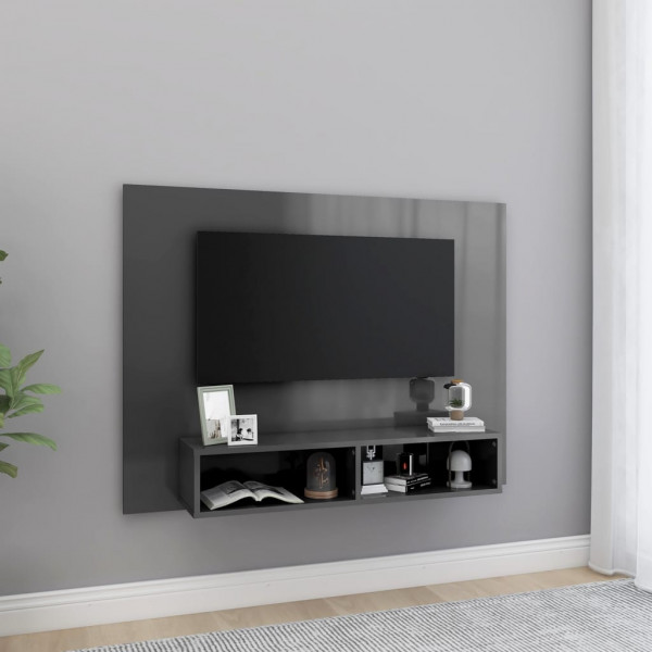TV de parede revestida em cinza brilhante 120x23,5x90 cm D