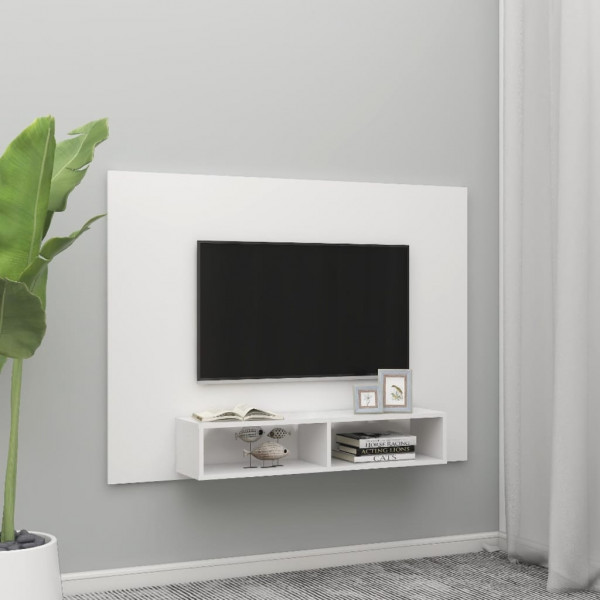Mueble de TV de pared aglomerado blanco 135x23.5x90 cm D