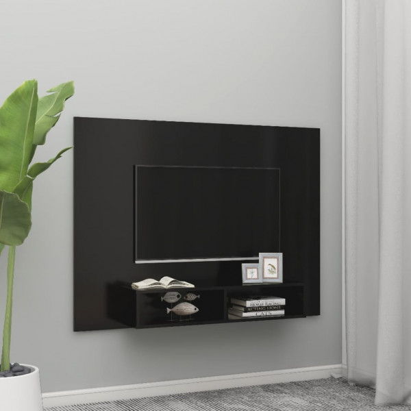 Mueble de TV de pared madera contrachapada negro 135x23.5x90 cm D