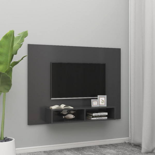 Mueble de TV de pared aglomerado gris 135x23.5x90 cm D