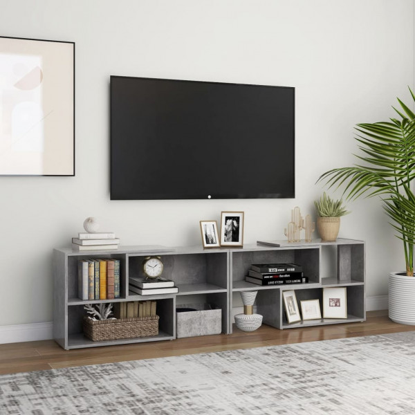 Mueble de TV madera contrachapada gris hormigón 149x30x52 cm D