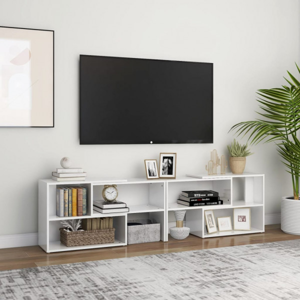 Mobiliário de TV madeira de contraplacado branco brilhante 149x30x52 cm D