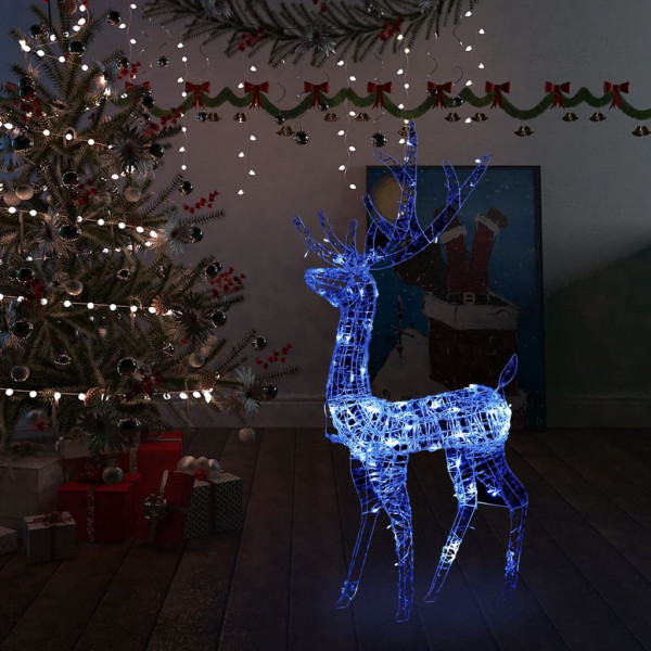Adorno de reno de Navidad acrílico azul 140 LEDs 120 cm D