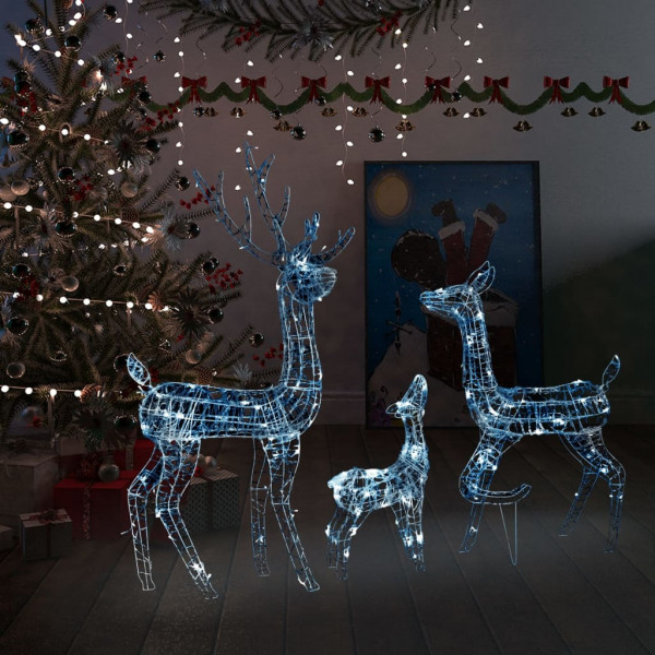 Familia de renos de Navidad acrílico 300 LEDs blanco frío D