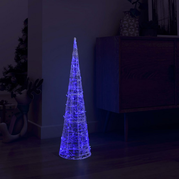 Cone de luz LED de pirâmide decorativa acrílica azul 90 cm D