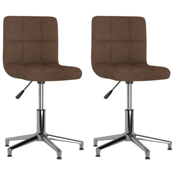 Sillas de comedor giratorias 2 unidades tela marrón Sillas de comedor giratorias 2 unidades tela marrón D