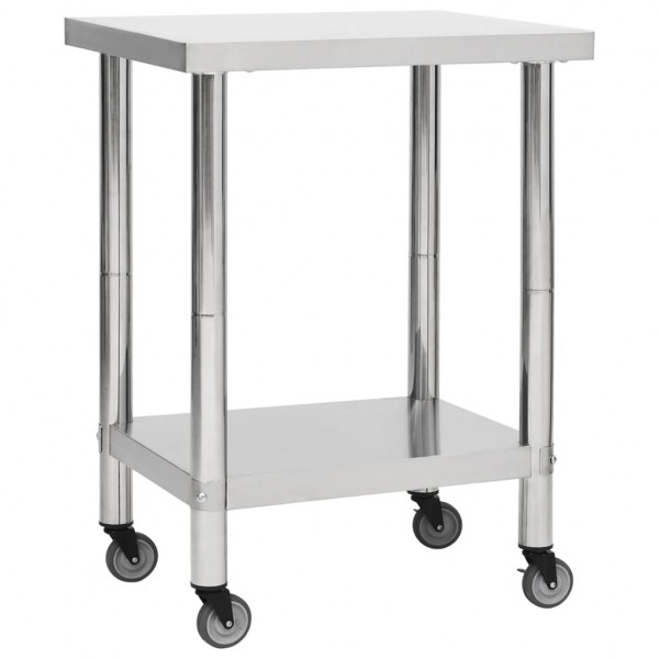 Mesa de trabajo para cocina con ruedas acero inox 80x45x85 cm Mesa de trabajo para cocina con ruedas acero inox 80x45x85 cm D