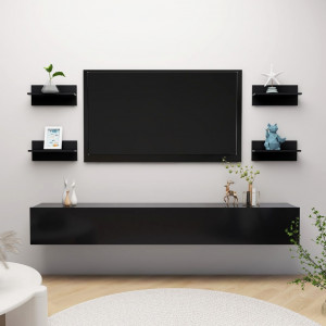 Estantes de pared 4 uds madera contrachapada negro 40x11.5x18cm D