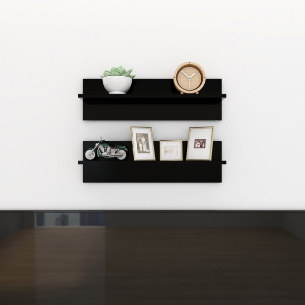 Estantes de pared 2 unidades aglomerado negro 60x11.5x18 cm D