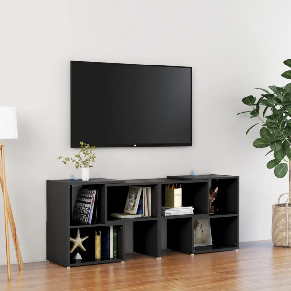 Mobiliário de TV madeira contraplacada preta 104x30x52 cm D
