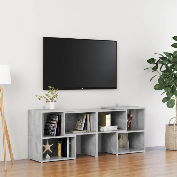 Mobiliário de TV madeira contraplacada cinza concreto 104x30x52 cm D