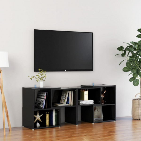 Mobiliário de TV madeira de contraplacado preto brilhante 104x30x52 cm D